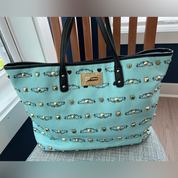 Betsey Johnson Handbags - Betsey Johnson Teal Tote Bag with Gold Accents